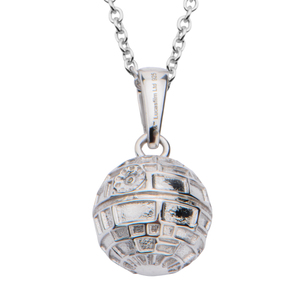 Star Wars Women's 925 Sterling Silver Death Star 3D Pendant, 18"