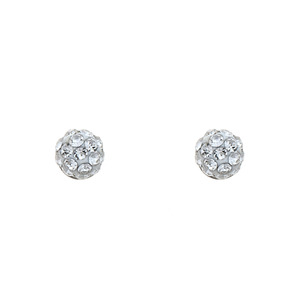 Sterling Silver 3mm White Crystal Ball Stud Earring