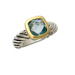 Cushion Cut Blue Topaz & 18k Ring Size 6