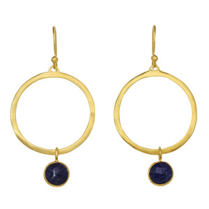 Lita Dyed Sapphire Round Hoop Earrings