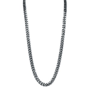 PalmBeach Jewelry Men's 10.5 mm Curb-Link Chain Necklace Black Ruthenium-Plated 24"