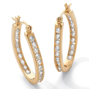 PalmBeach Jewelry 2.52 TCW Round Cubic Zirconia Inside-Out Hoop Earrings in Yellow Gold Tone