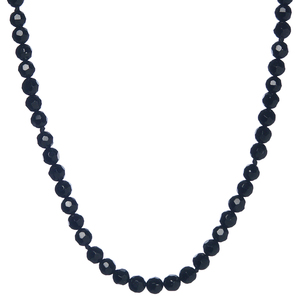 Lita Sterling Silver Faceted Black Onyx Bead Necklace 24"