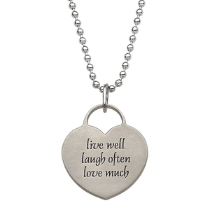 Everscribe Titanium Engraved Heart Charm Sentiment Necklace