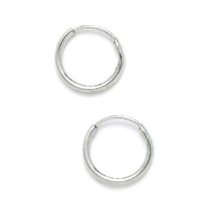 14k White Gold 10mm Endless Round Hoop Earrings -