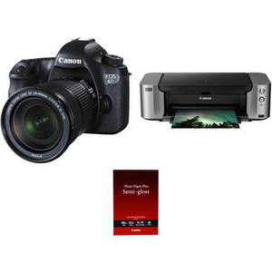 EOS 6D DSLR Camera with 24-105mm f/3.5-5.6 STM Lens and Inkjet Printer Kit