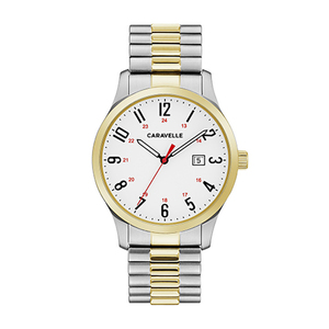 Mens Silver and Gold-Tone Comfort-Fit Watch White Dial