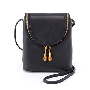 Fern Velvet Hide Crossbody Black