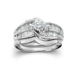 Diamond Bridal Set 1.00 CTTW 14KT WG Size 7 - Size 7 Only