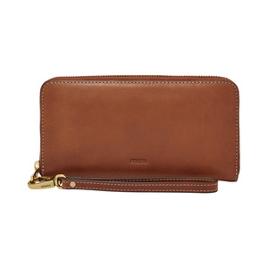 Emma RFID Large Zip Clutch Brown
