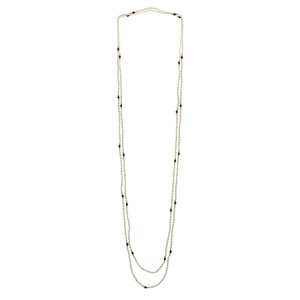 Genuine Freshwater Rice Pearl & Black Onyx 82" Endless Necklace