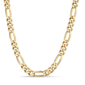 Gold Plated Sterling Silver 200 Gauge Figaro 3+1 Chain, 30 Inches