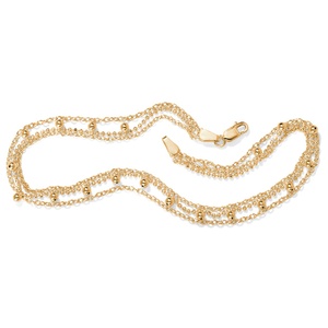 PalmBeach Jewelry Triple-Strand Beaded Ankle Bracelet in 18k Gold over Sterling Silver 10"