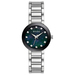 Ladies Modern Silver-Tone Stainless Steel Watch Black Mother-of-Pearl
