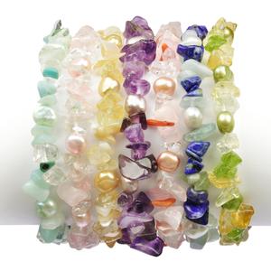 Lita 7pcs Freshwater Pearl & Multi- Color Stone Chips Stretch Bracelet