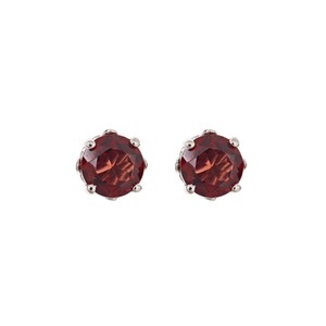 Sterling Silver 5mm Round Genuine Garnet Openwork Stud Earring
