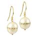Lita Gold Over Sterling Silver Fresh Water Pearl With CZ Inlay Drop Earrings