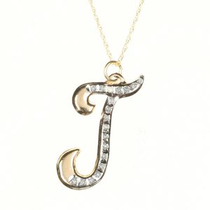 Diamond Fascination 14k Yellow Gold Diamond Accent "T" Pendant