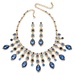 PalmBeach Jewelry Oval-Cut Blue Crystal Necklace and Earrings Set in Gold Tone
