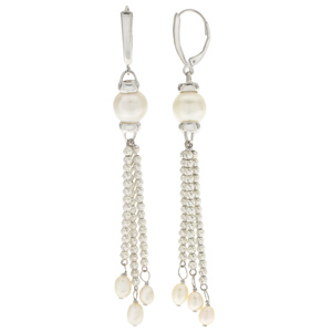 PearLustre by Imperial Sterling Silver FW Pearl Brilliance Bead Dangle Earrings