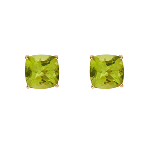 14K Yellow Gold 5mm Cushion Peridot Studs