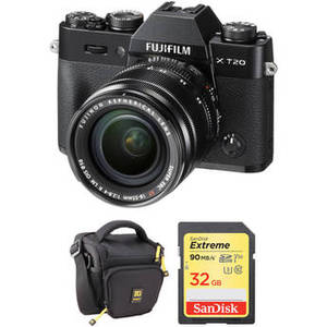 X-T20 Mirrorless Digital Camera with 18-55mm Lens and Free Accessories Kit (Black)