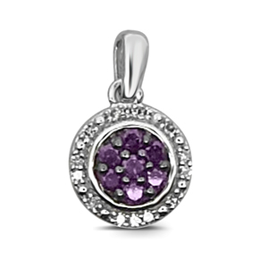 10K Wh Gold 1/4Ctw P/W 7 Stone Clstr Framed Pendant