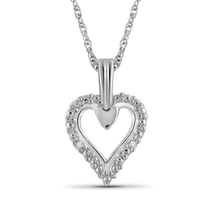 JewelonFire White Diamond Accent Sterling Silver Heart Pendant