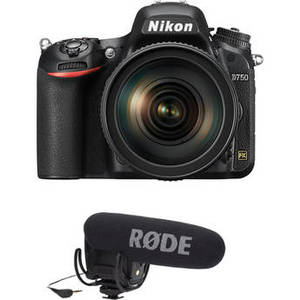 D750 DSLR Camera with 24-120mm Lens and Microphone Kit