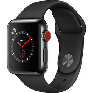 Watch Series 3 38mm Smartwatch (GPS + Cellular, Space Black Stainless Steel Case, Black Sport Band)