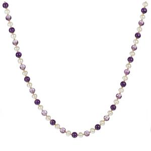 Amethyst and White Freshwater Pearl Necklace
