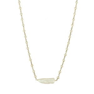 Genuine Freshwater Pearl Wrapped Chain Gold Over Sterling Silver, 18" Necklace