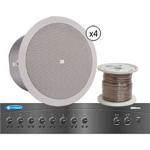 Basic Two-Zone, 70V Ceiling Sound System for up to 1,000 sq ft. sq ft.