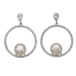 Lita CZ With Pearl Hoop Earrings