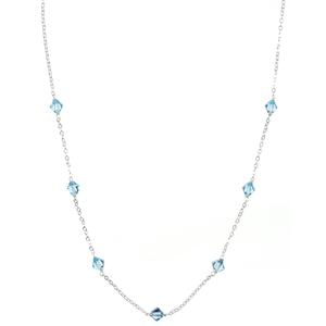 Lita Swarovski Elements Aquamarine Beads and Silver Chain Necklace,18"
