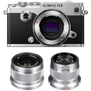 PEN-F Mirrorless Micro Four Thirds Digital Camera with 25mm and 45mm Lenses Kit (Silver)