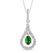 JewelonFire 1/2 Carat T.G.W. Chrome Diopside And White Diamond Accents Tear Drop Sterling Silver Pendant