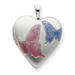 Sterling Silver 20mm with Enameled Butterflies Heart Locket