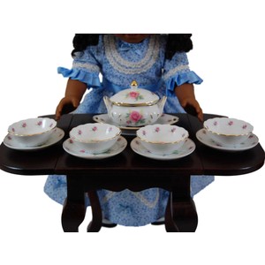 Pink Rose Mini Service for 4 Dish Set For 18" Dolls & American Girl