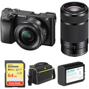 Alpha a6300 Mirrorless Digital Camera with 16-50mm and 55-210mm Lenses and Free Accessory Kit