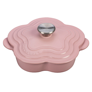 1.25 Qt Cast Iron Shallow Flower Cocotte Pink