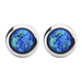 Inox Jewelry Women's Stainless Steel Bezel Set Black Synthetic Opal Stud Earrings