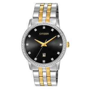 Mens Quartz Two-Tone Watch w/ Swarovski Crystals