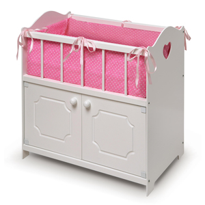 Badger Basket White Storage Doll Crib with Bedding