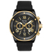 Mens Marine Star Black Silicone Strap Watch Gold/Black Dial