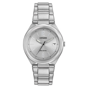 Ladies Corporate Exclusive Eco-Drive Silver Stainless Steel Watch Silver Dial