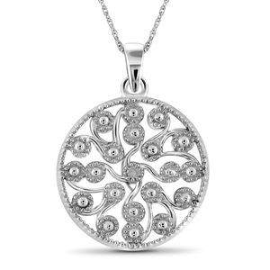 JewelonFire White Diamond Accent Sterling Silver Filigree Pendant