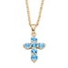 Birthstone Cross Pendant Necklace in Yellow Gold Tone