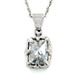 West Coast Jewelry Stainless Steel Rectangular Ornate CZ Necklace