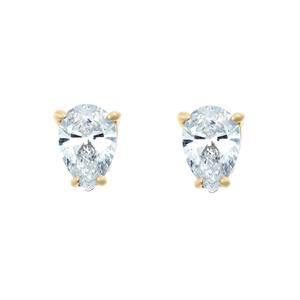 New York City Diamond District 14K Yellow Gold 3/4 cttw Pear Shape Diamond Stud Earrings
